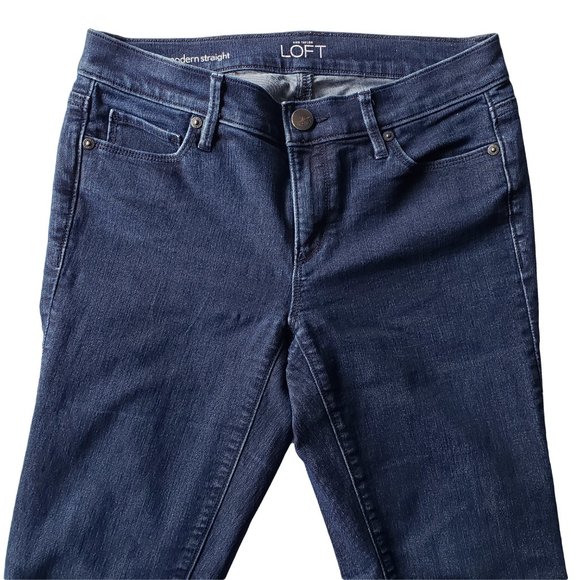 ANN TAYLOR LOFT Dark Wash Modern Straight Jeans 27/4 - Picture 3 of 5